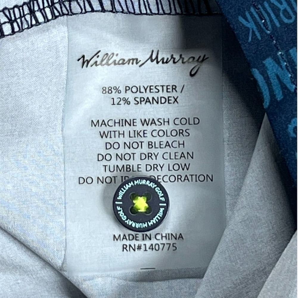 William Murray Golf Button Up Shirt Mens Large Navy Blue Typography Print - Picture 10 of 16